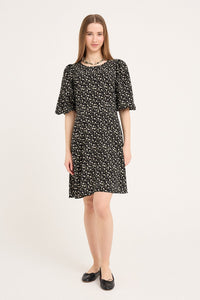 Gino 3/4 Dress Black/Green/Off White