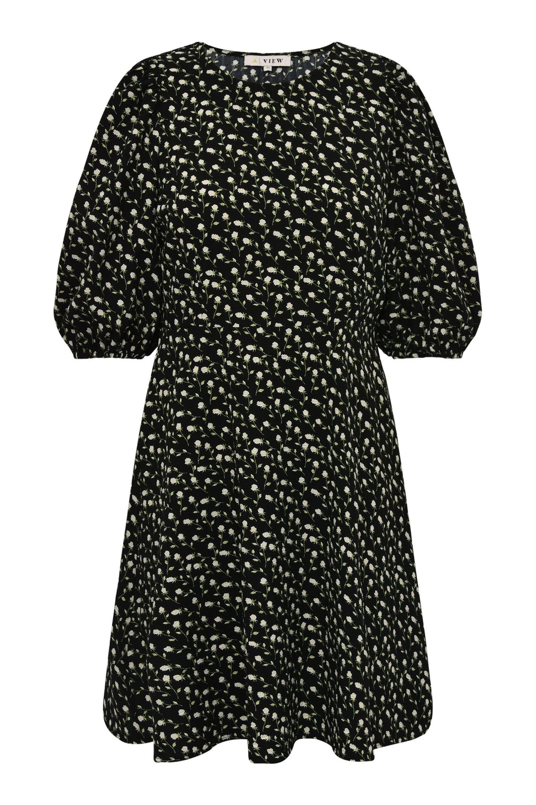 Gino 3/4 Dress Black/Green/Off White | Kjoler | Smuk - Dameklær på nett