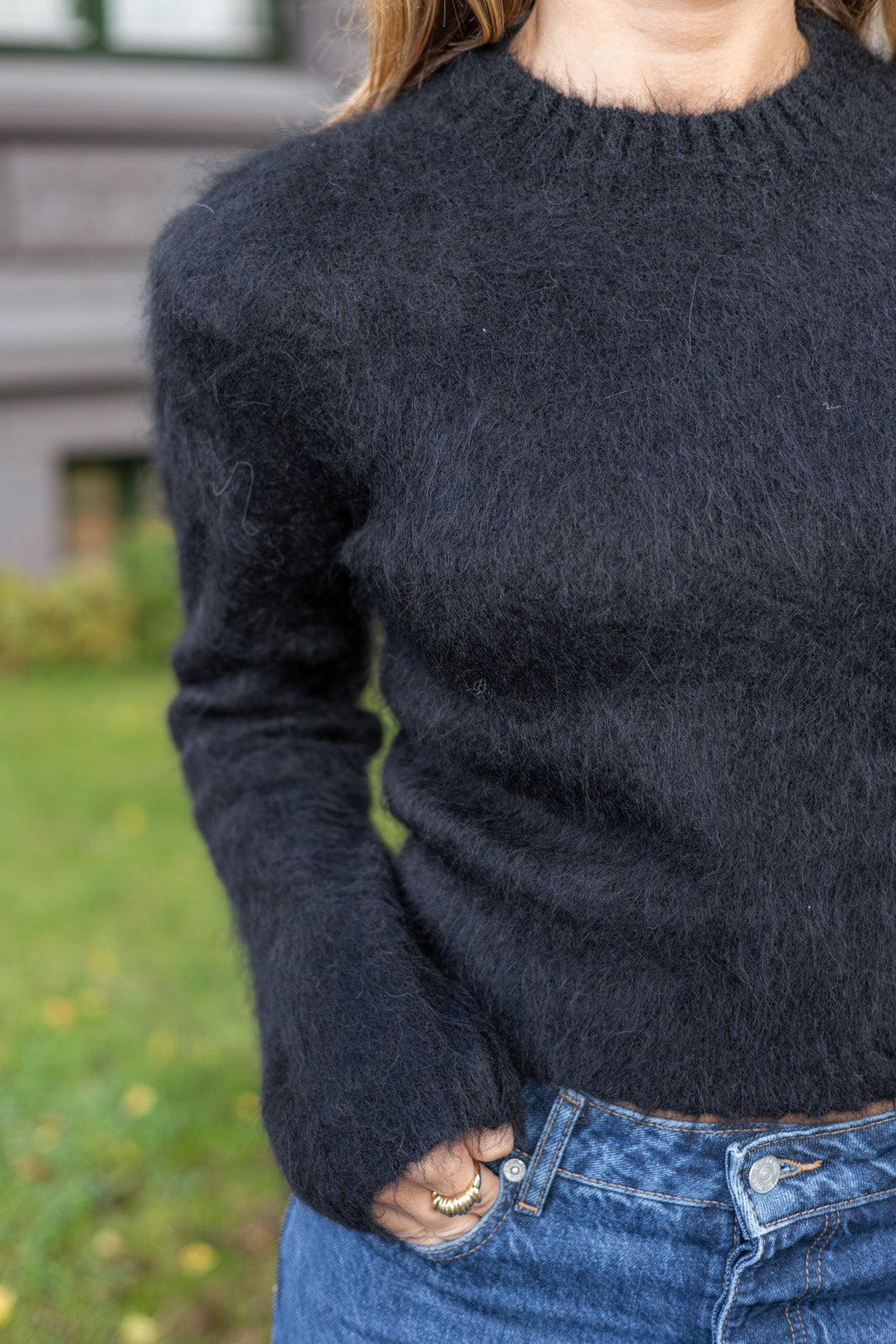 Hairy Knit Fitted Sweater Black | Genser | Smuk - Dameklær på nett