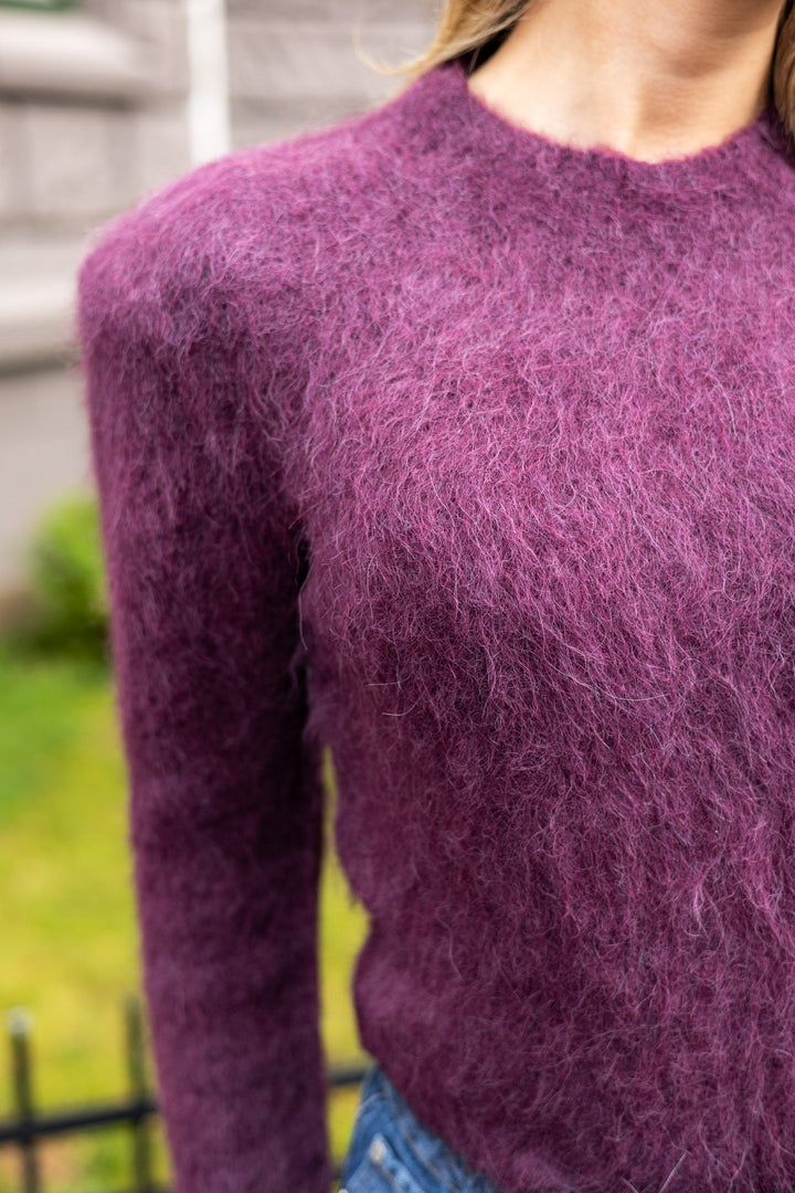 Hairy Knit Fitted Sweater Burgundy | Genser | Smuk - Dameklær på nett