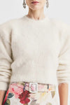 Hairy Knit Fitted Sweater Off White