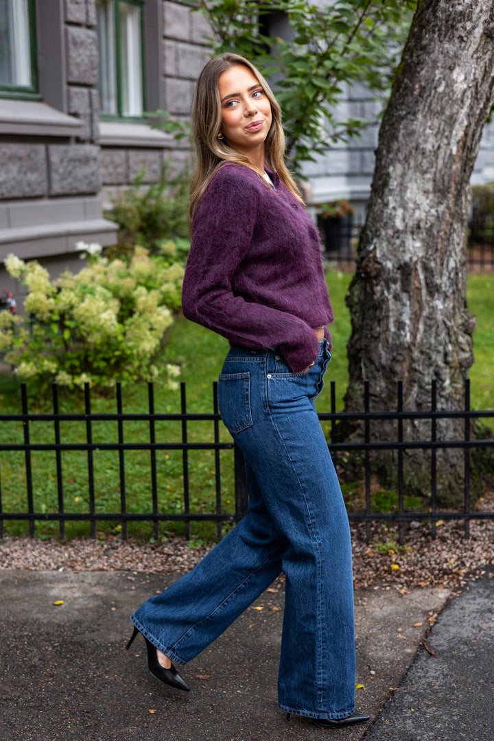 Hairy Knit Jacket Burgundy | Genser | Smuk - Dameklær på nett