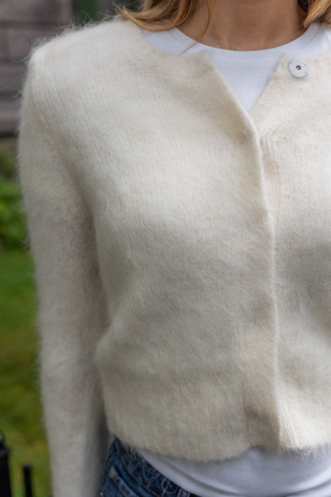 Hairy Knit Jacket Off White | Genser | Smuk - Dameklær på nett