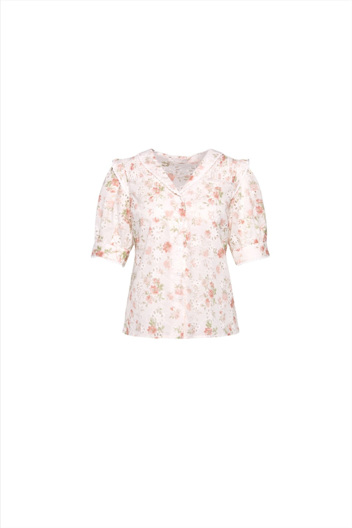 Hera Blouse White Rose Print | Skjorter og bluser | Smuk - Dameklær på nett