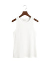 High Neck Ribbed Tank Top White