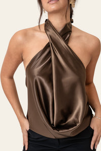 Holly Wrap Top Dark Brown