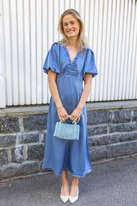 Illana Heavy Sateen Dress Smoke Blue