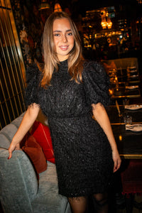 Ilza 2/4 Sequin Dress Black