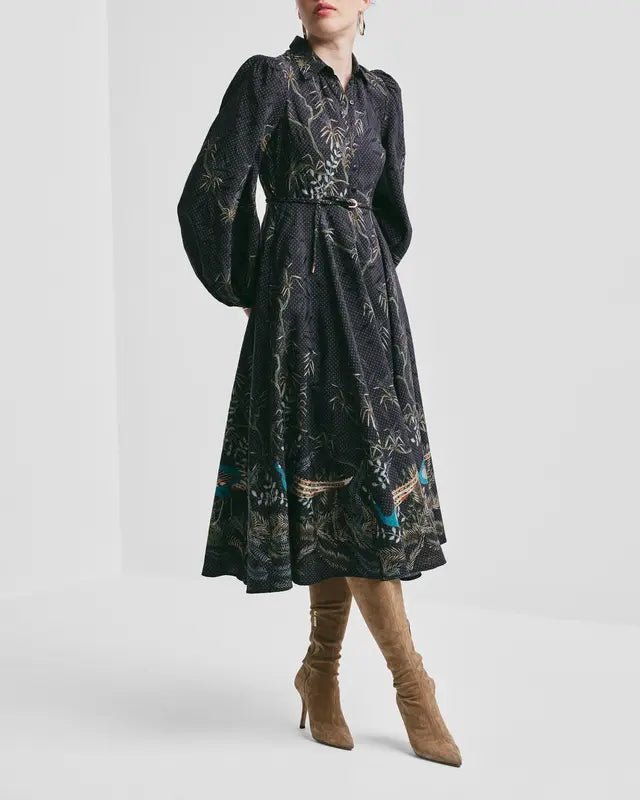 Jacquard Midi Dress Blue Peacock | Kjoler | Smuk - Dameklær på nett