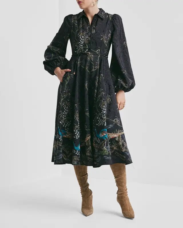 Jacquard Midi Dress Blue Peacock | Kjoler | Smuk - Dameklær på nett