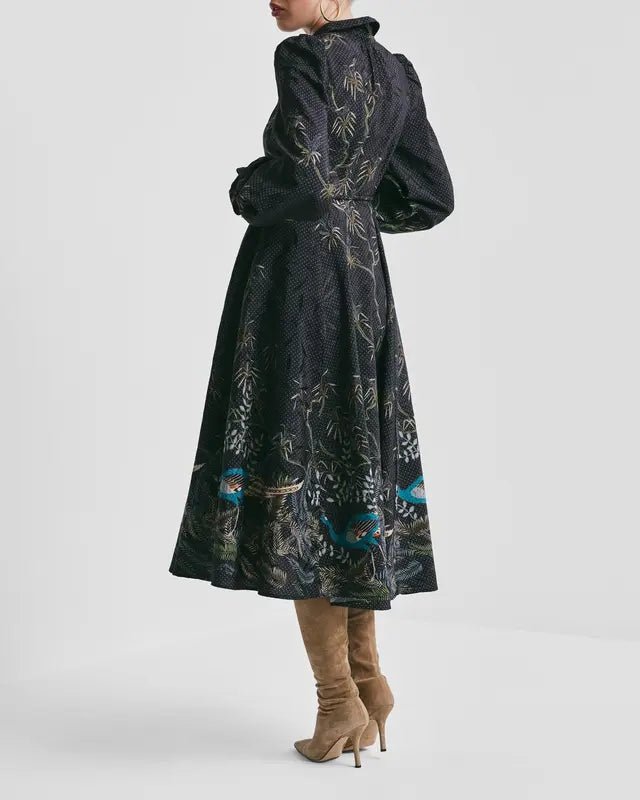 Jacquard Midi Dress Blue Peacock | Kjoler | Smuk - Dameklær på nett