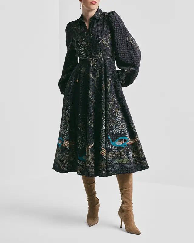 Jacquard Midi Dress Blue Peacock | Kjoler | Smuk - Dameklær på nett