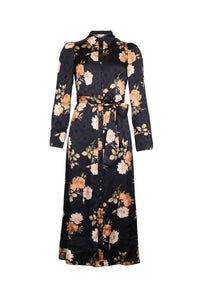Jacquard Tieband Dress Midnight Roses