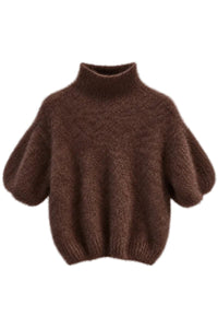 Kid Mohaire Turtleneck Polo Brown