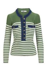 La Striped Pullover Green Stripe