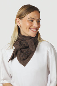 Lolana Paisley Knit Scarf Brown Melange
