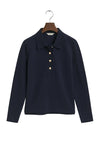 Long Sleeve Piqué Polo Shirt Evening Blue
