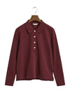 Long Sleeve Piqué Polo Shirt Plum Wine