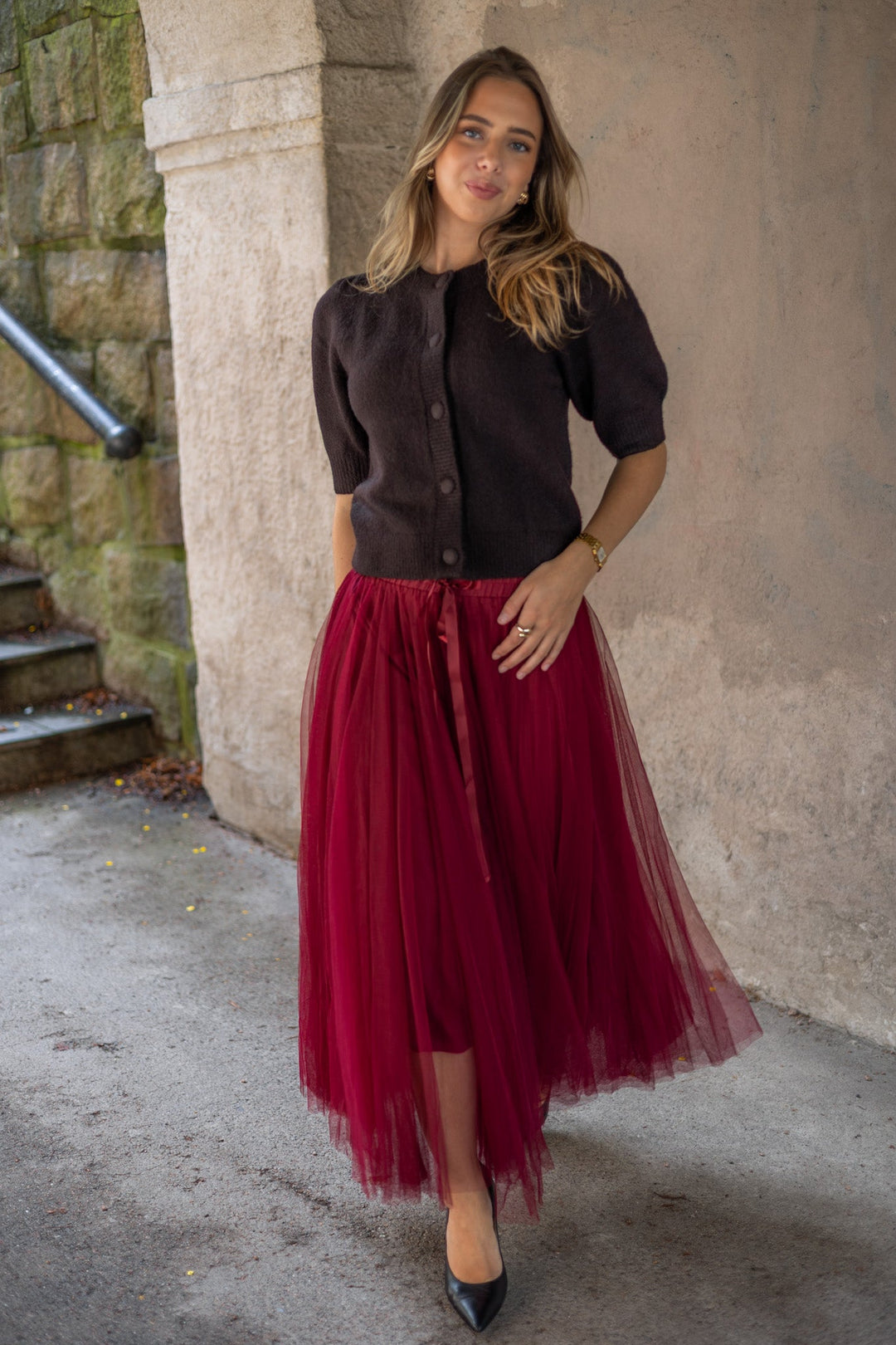 Long Tulle Skirt Bordeaux | Skjørt | Smuk - Dameklær på nett