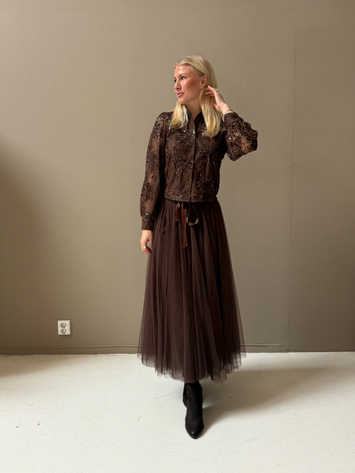 Long Tulle Skirt Brown | Skjørt | Smuk - Dameklær på nett