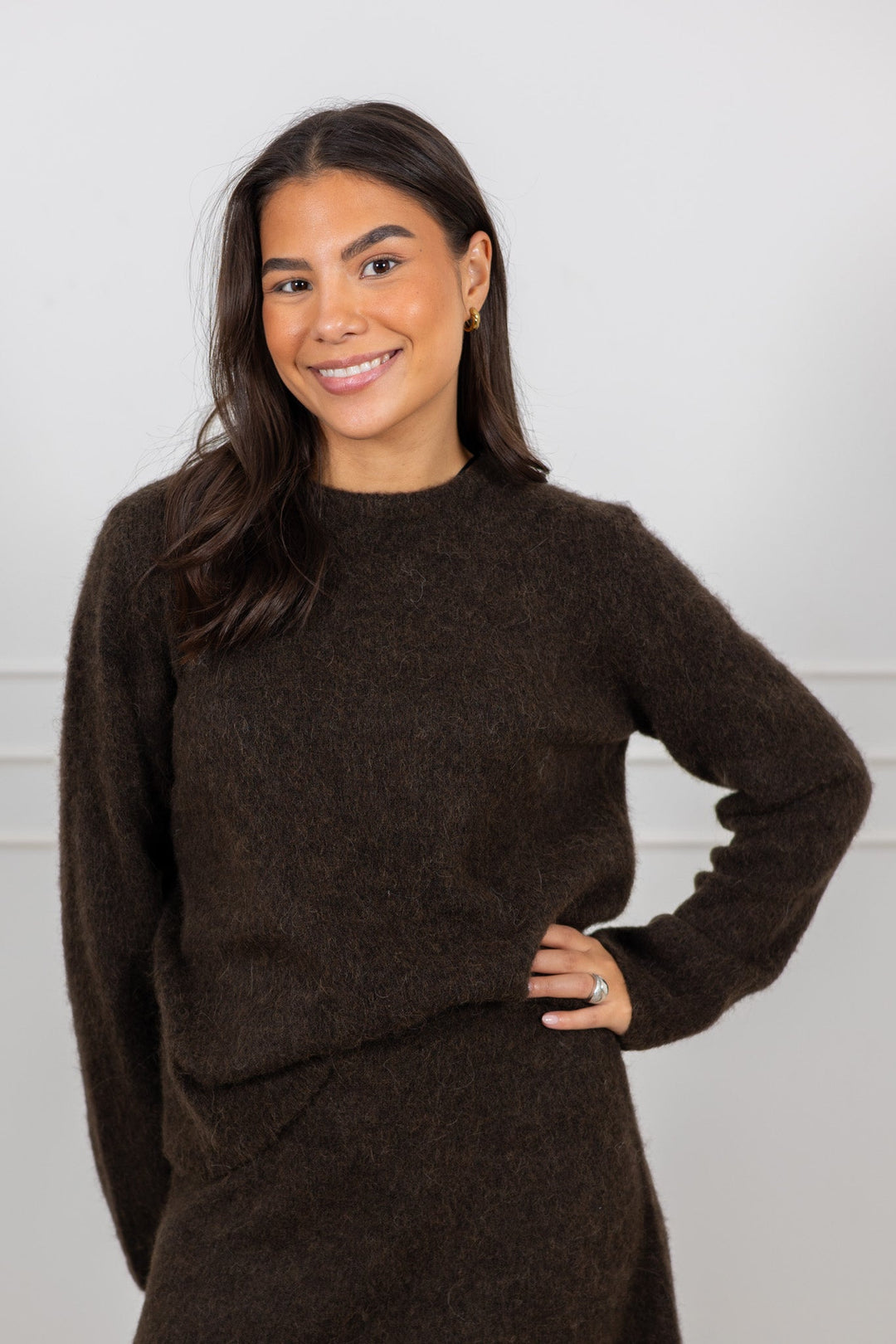 Lulu Brushed Ls Knit O - Neck Delicioso Melange | Genser | Smuk - Dameklær på nett