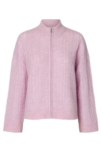 Lulu Cable Ls Knit Zipper Cardigan Winsome Orchid Melange