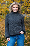 Lulu Ls Herringbone Knit High Neck Black Birch