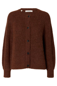 Lulu Ls Knit Short Cardigan Cherry Mahogany Melange