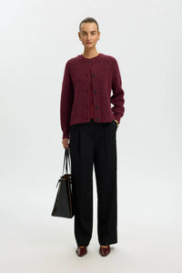 Lulu Ls Knit Short Cardigan Tawny Port Melange