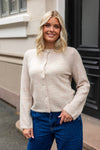 Lulu New Ls Knit Cardigan Birch Melange