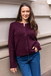 Lulu New Ls Knit Cardigan Fig Melange