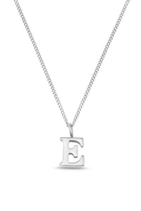 Luxe E Initial Necklace Silver