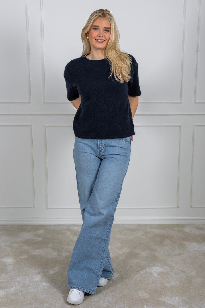 Maline - Liliana 2/4 Knit O - Neck Dark Sapphire Melange | Genser | Smuk - Dameklær på nett