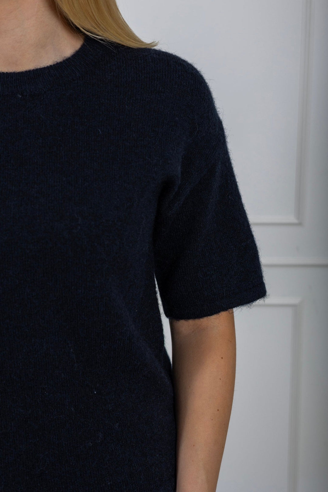 Maline - Liliana 2/4 Knit O - Neck Dark Sapphire Melange | Genser | Smuk - Dameklær på nett