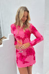 Malou Mesh Dress Fuchsia Pink Flower