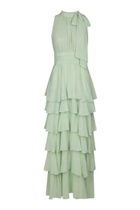 Marli Solid Chiffon Dress Light Green