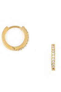 Mini Pave Huggie Hoop Earrings Crystal