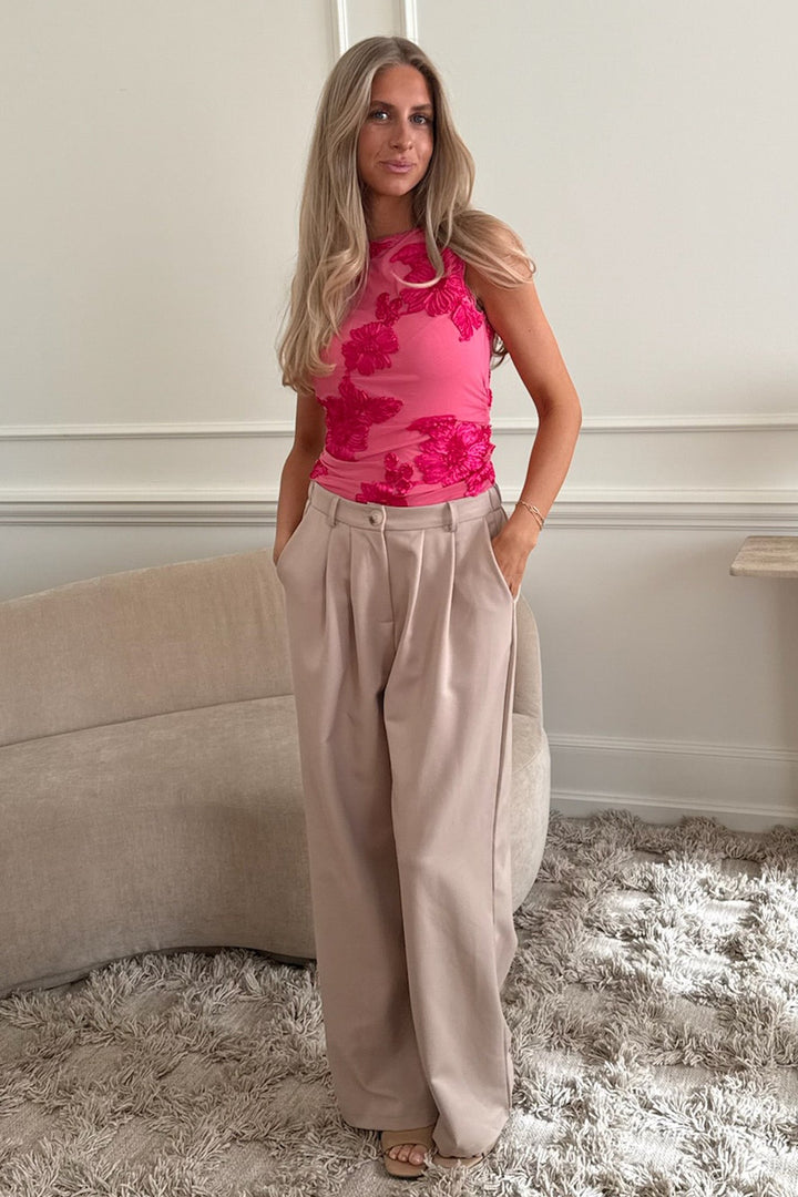 Mira Mesh Top Fuchsia Pink Flower | Topper | Smuk - Dameklær på nett