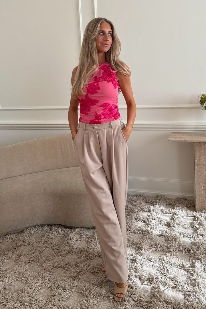 Mira Mesh Top Fuchsia Pink Flower | Topper | Smuk - Dameklær på nett