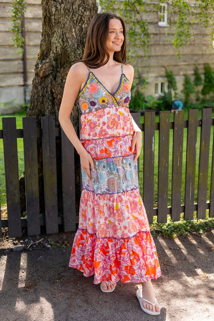 Mix Print Straps Long Dress | Kjoler | Smuk - Dameklær på nett