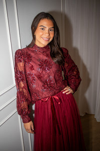 O-Neck Blouse Bordeaux