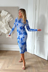 Oda Dress Abstract Blue Flower Print