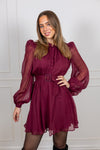 Organza Mini Dress Burgundy
