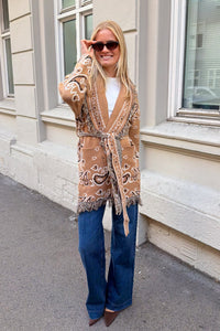 Paisley Frill Cardigan Camel