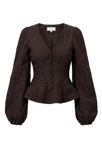 Palena Blouse Brown Embroidery