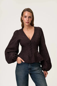 Palena Blouse Brown Embroidery