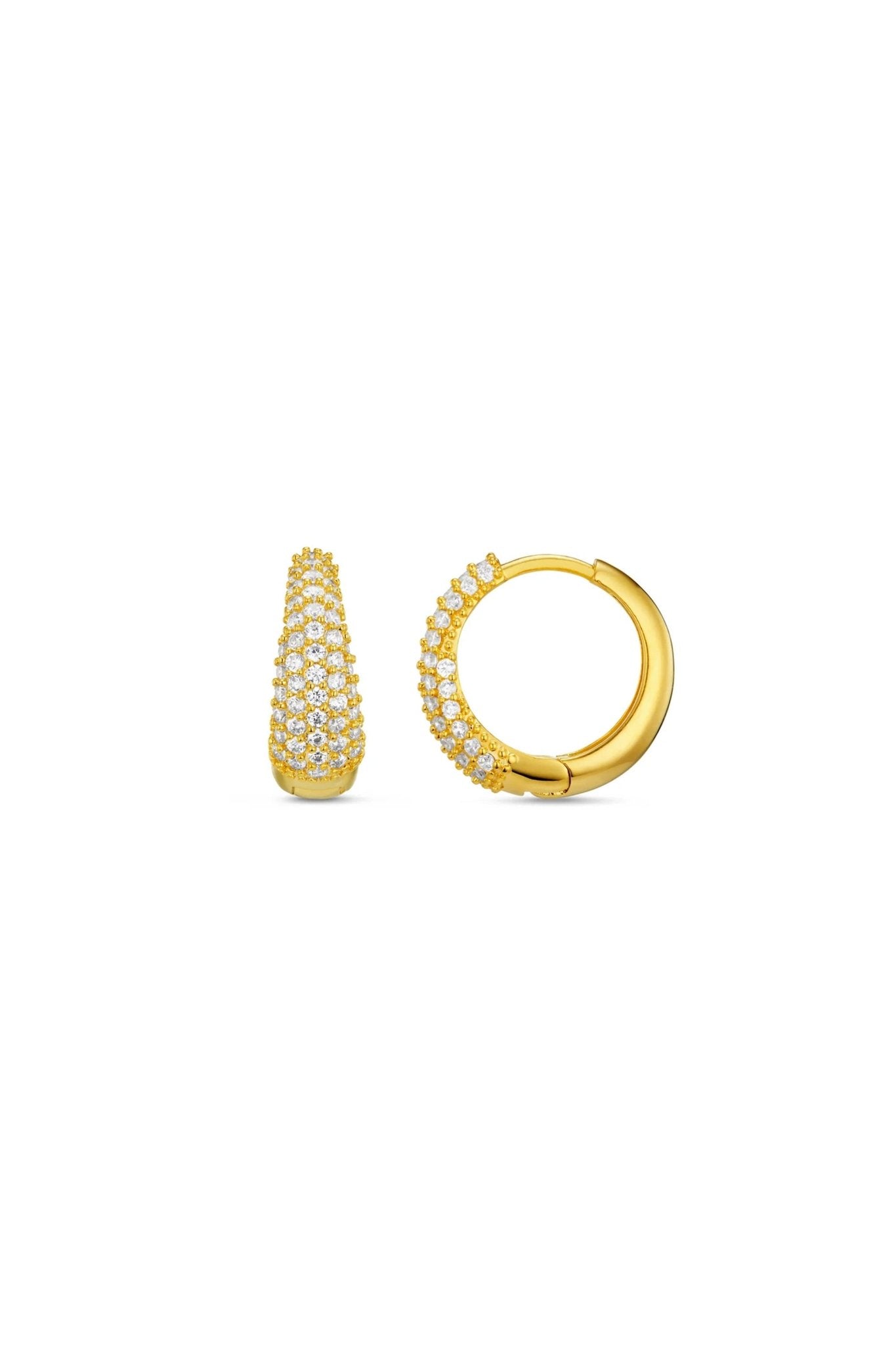 Pave Elongated Post Hoop Earring - Gold main image 0