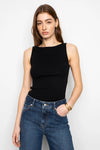 Peggy Rib Boatneck Top Black