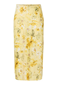 Pella Hw Midi Skirt Pale Banana Lemon Print
