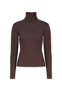 Petra Rib Turtleneck Dark Brown